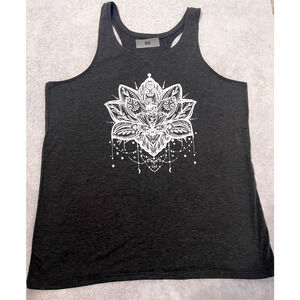 Plus Size 2X Yoga Lotus Flower Women's Workout Tank Charcoal Grey Sleeveless